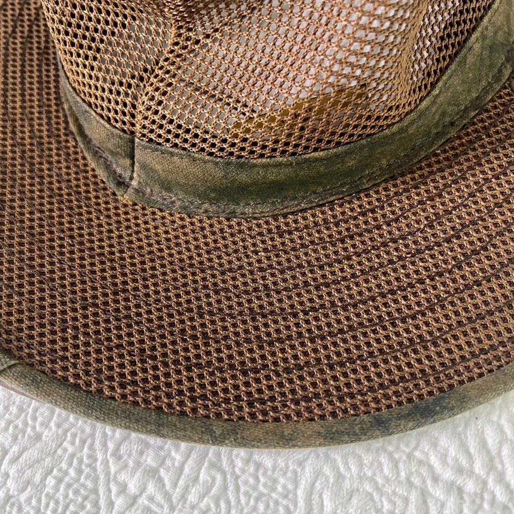 Henschel Breezer Safari Hat Mens Mesh Ventilated Distressed Olive Brown Outback